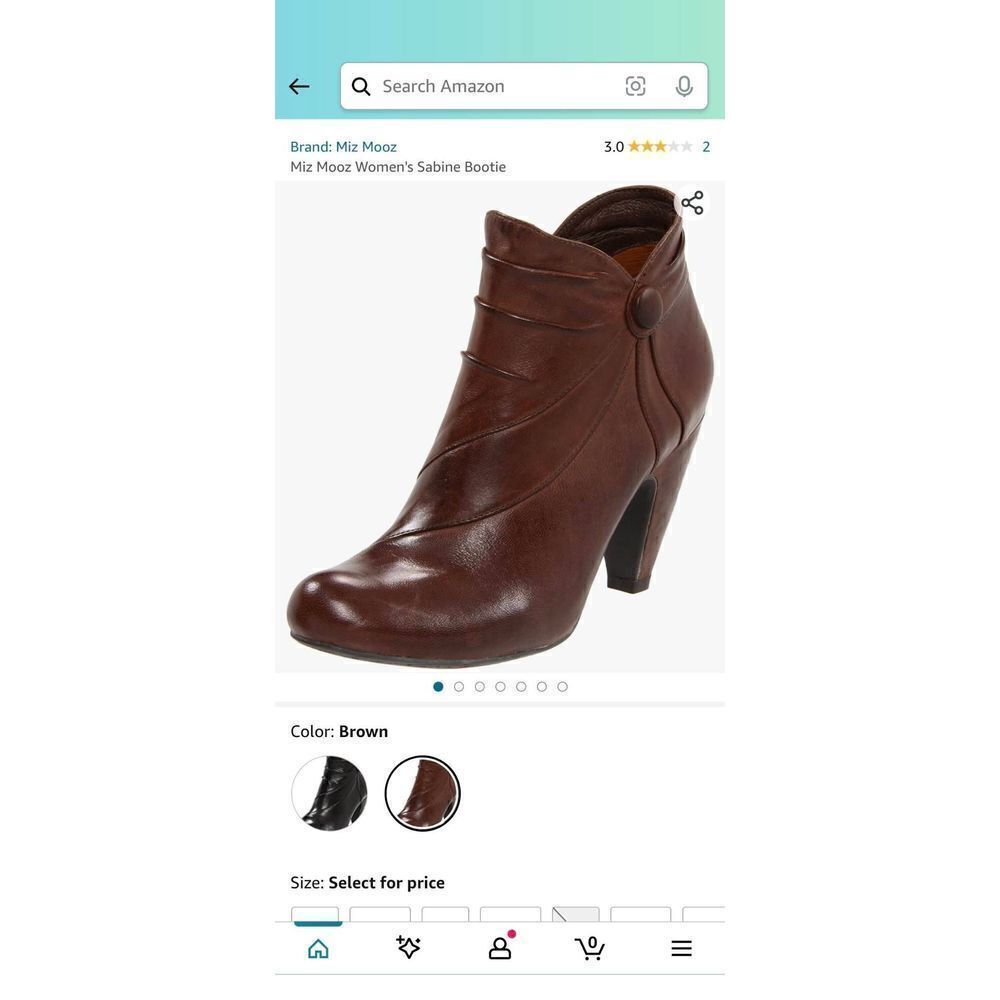 Miz mooz Sabine ankle booties sz 8 euc brown
